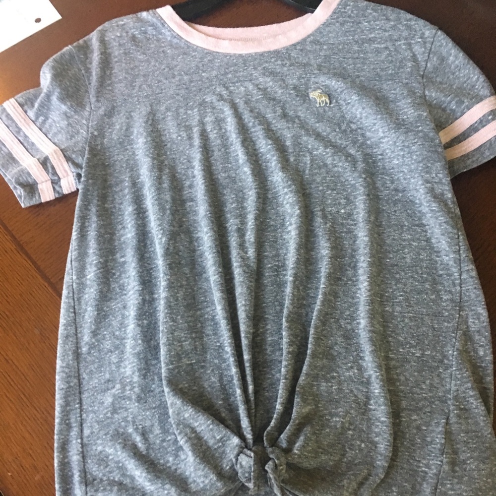 Abercrombie Kids grey logo tie up tee